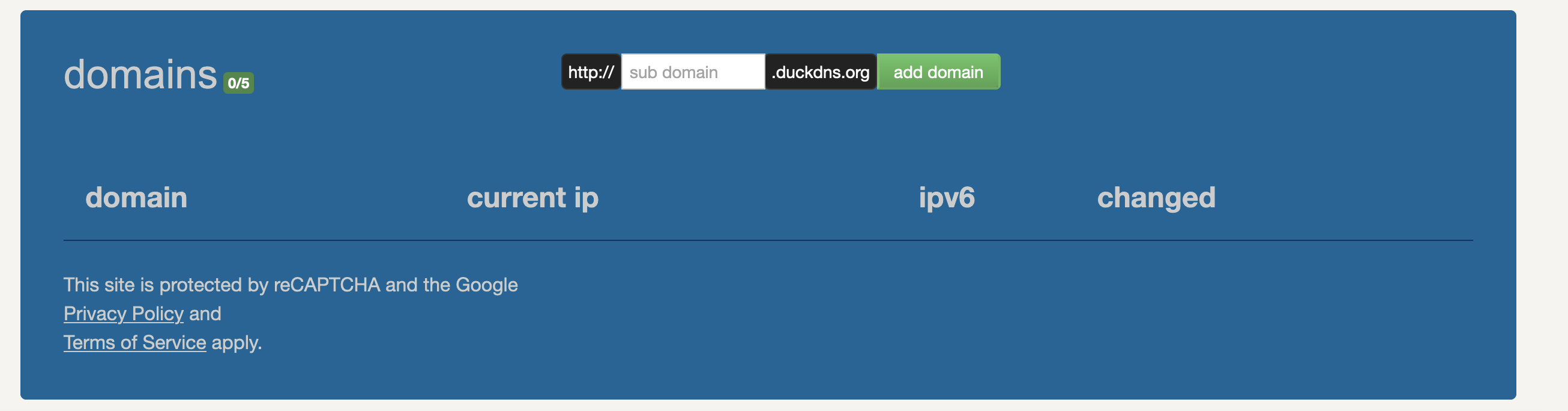 Duck DNS info